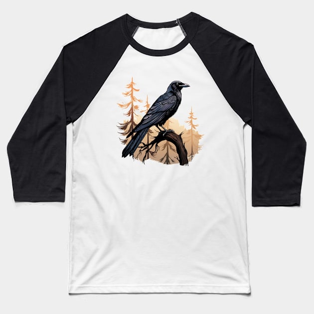 Raven Forest Baseball T-Shirt by zooleisurelife